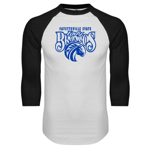  White/Black Raglan Baseball T Shirt - Lady Broncos