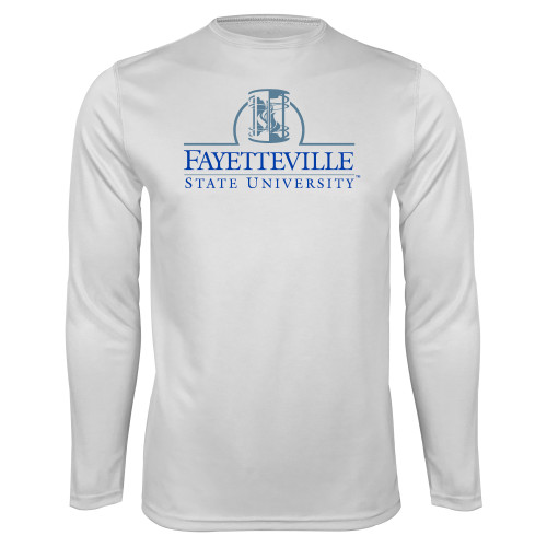  White Performance Long Sleeve Shirt - Fayetteville State University Logo