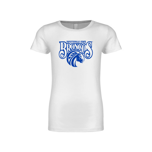  Next Level Girls White Fashion Fit T Shirt - Official Logo