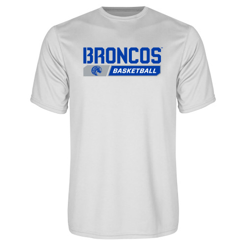  White Performance Tee - Basketball Design