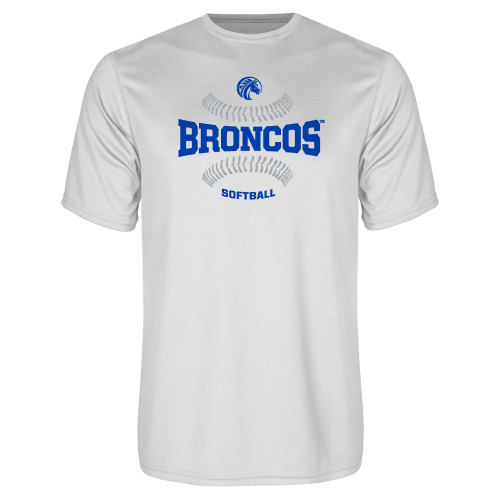  White Performance Tee - Softball Design