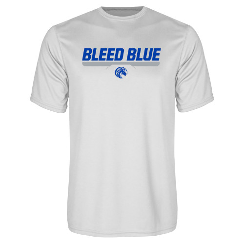  White Performance Tee - Bleed Blue