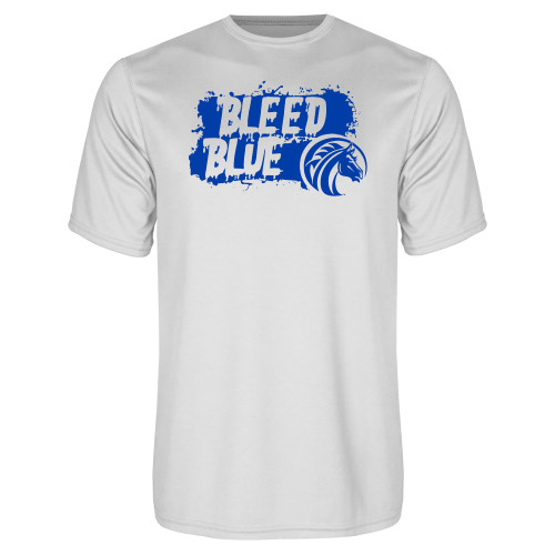  White Performance Tee - Bleed Blue