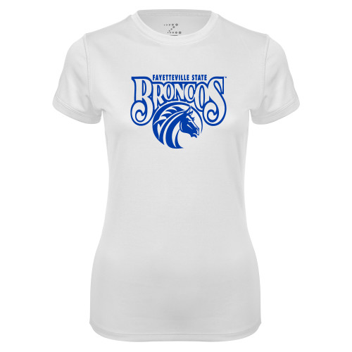  Womens White Performance Tee - Official Logo