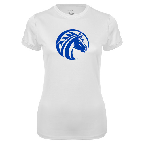  Womens White Performance Tee - Bronco