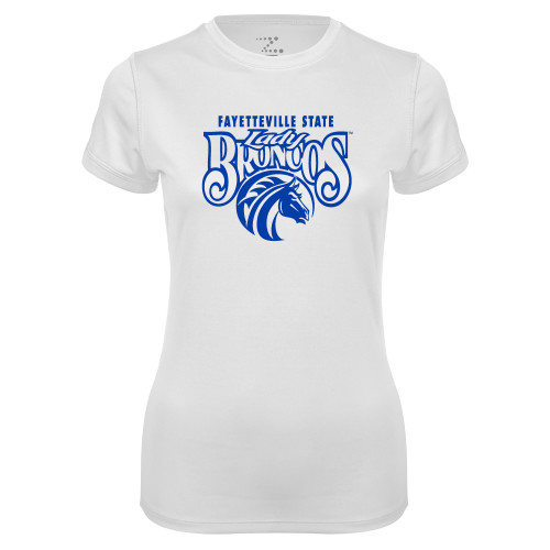  Womens White Performance Tee - Lady Broncos