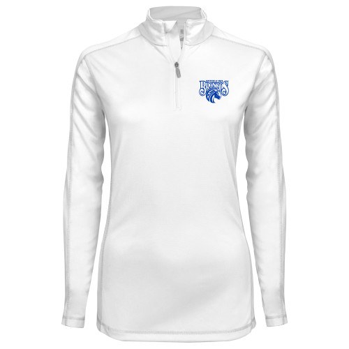  Syntrel Womens White Interlock 1/4 Zip - Official Logo