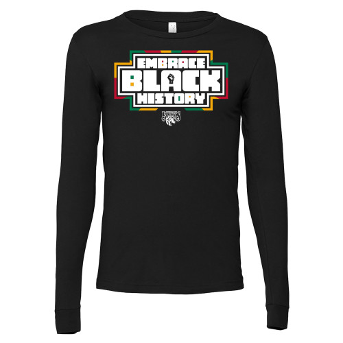  Bella + Canvas Black Jersey Cotton Long Sleeve T Shirt - HBCU Graphic