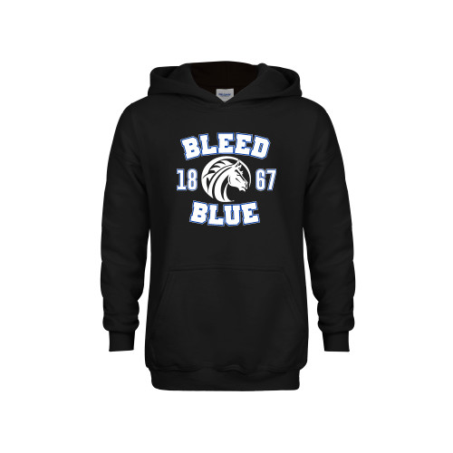 Youth Black Fleece Hoodie - Bleed Blue 1867
