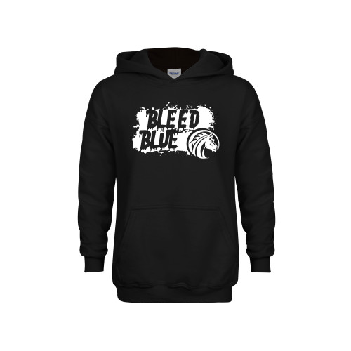  Youth Black Fleece Hoodie - Bleed Blue