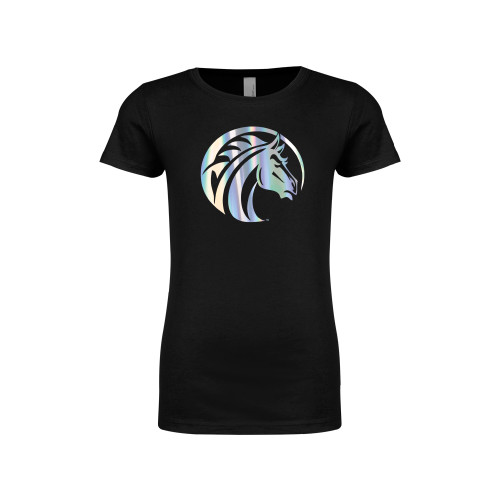  Next Level Girls Black Fashion Fit T Shirt - Bronco Foil