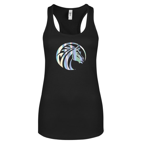  Next Level Womens Black Racerback Tank  - Bronco Foil