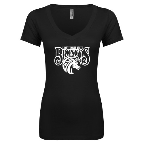  Next Level Womens Black Ideal V Tee - Official Logo
