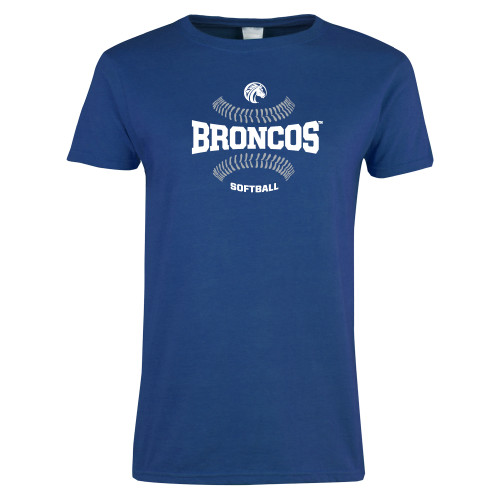  Womens Royal Short Sleeve Tee - Softball Design
