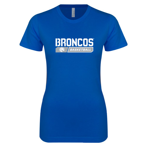  Next Level Womens Royal Boyfriend Tee - Basketball Design