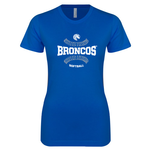  Next Level Womens Royal Boyfriend Tee - Softball Design