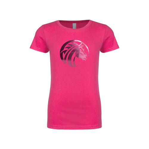  Next Level Girls Fuchsia Fashion Fit T Shirt - Bronco Foil