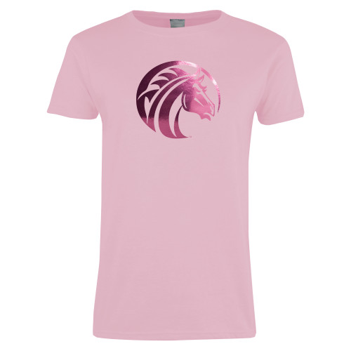  Womens Pink Short Sleeve Tee - Bronco Foil