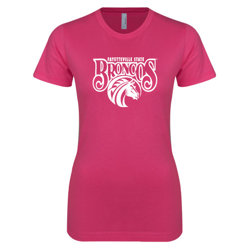  Next Level Womens Fuchsia Boyfriend Tee - Official Logo