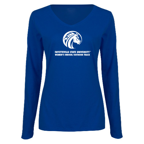  Womens Royal Long Sleeve V Neck Tee  - FSU Womens Indoor Outdoor Track