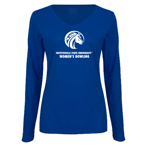  Womens Royal Long Sleeve V Neck Tee  - FSU Womens Bowling