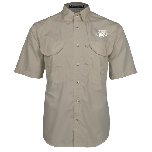  Khaki Fishing Shirt Performance Short Sleeve - Official Logo