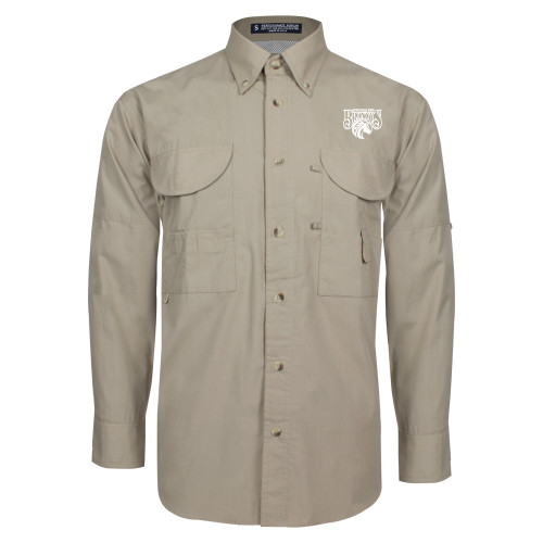  Khaki Fishing Shirt Performance Long Sleeve - Official Logo