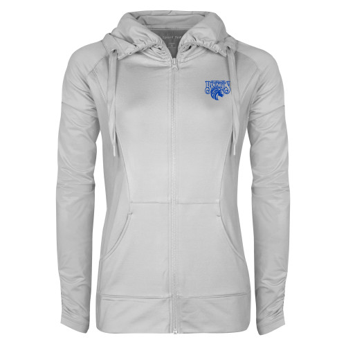  Womens White Sport Wick Stretch Full Zip Jacket - Official Logo