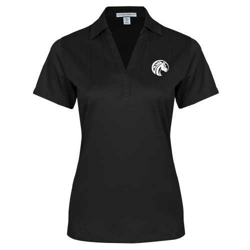  Womens Black Performance Fine Jacquard Polo - Bronco