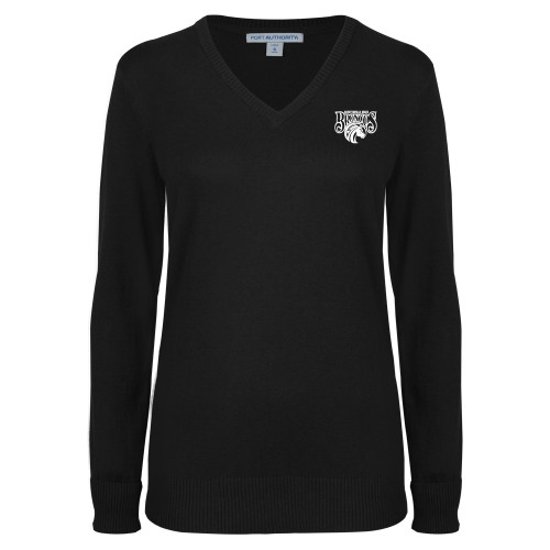  Womens Black VNeck Sweater - Official Logo