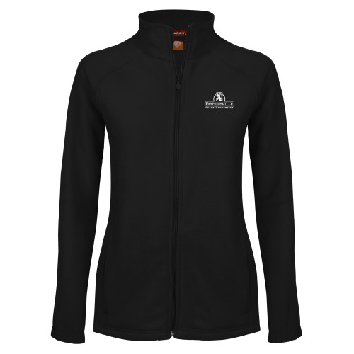  Womens Black Fleece Full Zip Jacket - Fayetteville State University Logo
