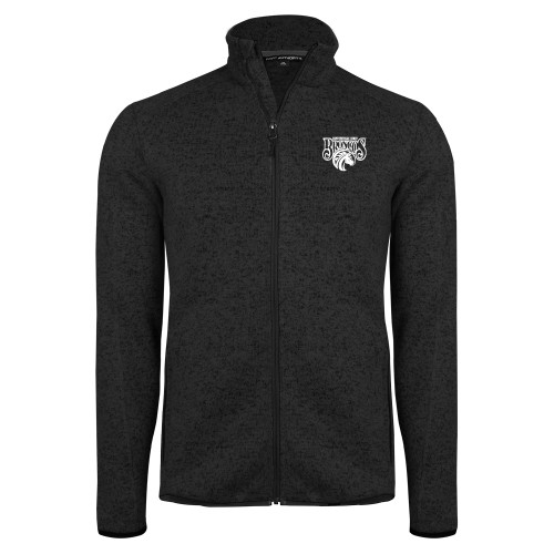  Black Heather  Sweater Fleece Jacket - Official Logo