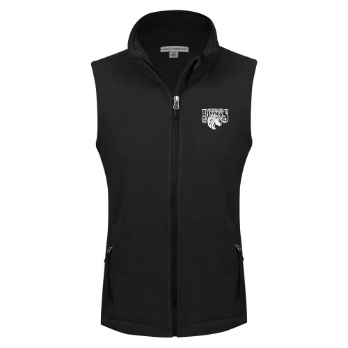  Womens Black Fleece Full Zip Vest - Official Logo