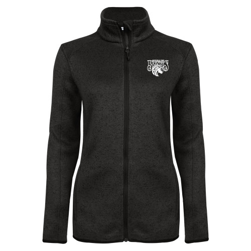  Womens Black Heather Fleece Jacket - Official Logo