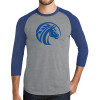 Thumbnail image for  Grey/Royal Heather Triblend Baseball Raglan Tee