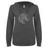 Thumbnail image for  ENZA Womens Dark Heather V Notch Raw Edge Fleece Hoodie