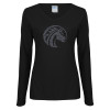 Thumbnail image for  Womens Black Long Sleeve V Neck Tee 