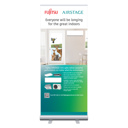  33.5 x 80 Vertical Banner including Silver Retractable Banner Stand - Great Indoors