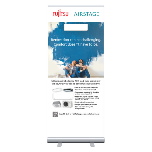  33.5 x 80 Vertical Banner including Silver Retractable Banner Stand - Renovation