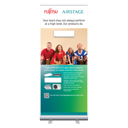  33.5 x 80 Vertical Banner including Silver Retractable Banner Stand - Sports