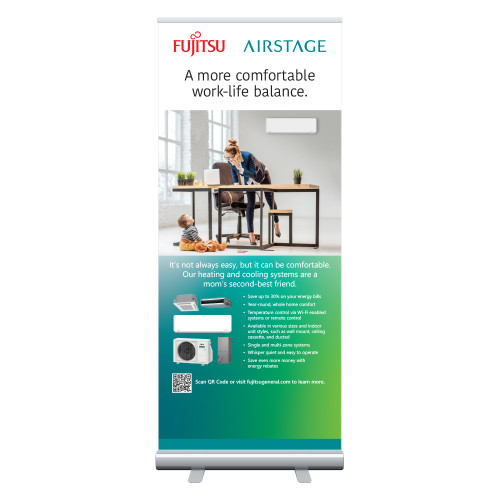  33.5 x 80 Vertical Banner including Silver Retractable Banner Stand - Work Life Balance