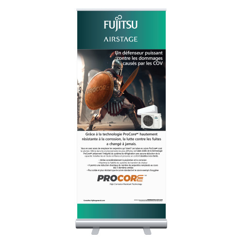  33.5 x 80 Vertical Banner including Silver Retractable Banner Stand - PROCORE Copper (Gladiator)  French