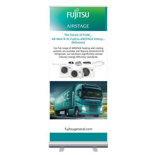 33.5 x 80 Vertical Banner including Silver Retractable Banner Stand - R 32 Delivered