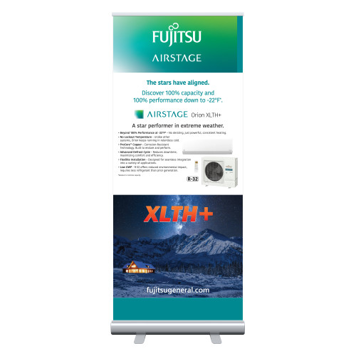 33.5 x 80 Vertical Banner including Silver Retractable Banner Stand - R 32 Orion XLTH+