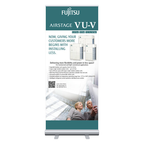 33.5 x 80 Vertical Banner including Silver Retractable Banner Stand - AIRSTAGE VU-V