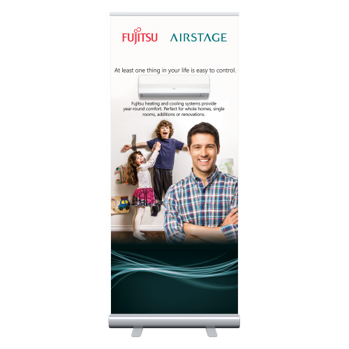 33.5 x 80 Vertical Banner including Silver Retractable Banner Stand - Consumer-Easy Control