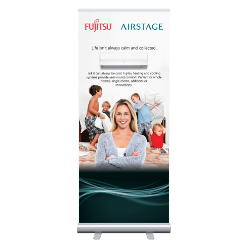 33.5 x 80 Vertical Banner including Silver Retractable Banner Stand - Consumer-Cool Life