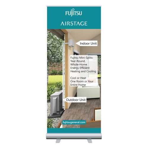 33.5 x 80 Vertical Banner including Silver Retractable Banner Stand - Consumer Cutaway
