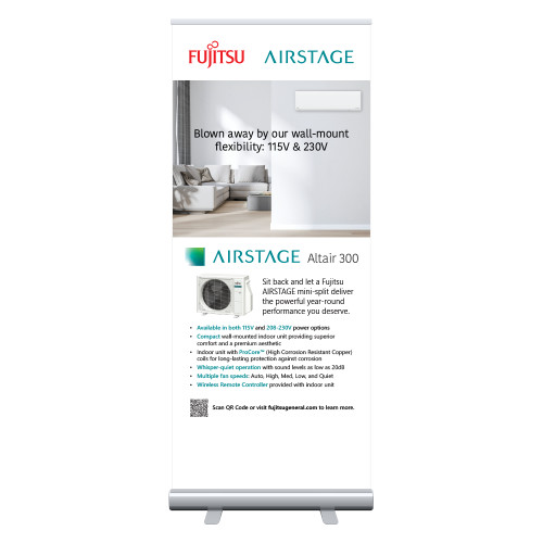  33.5 x 80 Vertical Banner including Silver Retractable Banner Stand - Altair 300 KNAS Promo