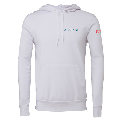  Bella + Canvas White Fleece Hood - Fujitsu Airstage Vertical